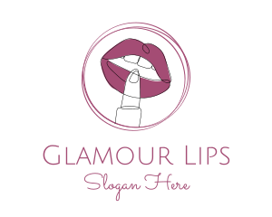 Lipstick - Monoline Beauty Lipstick logo design