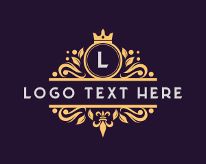 Fleur De Liz - Luxury Royal Crown Ornament logo design