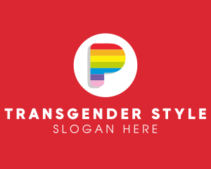 Transgender - Rainbow Pride Letter P logo design