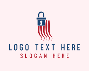 Password - Blue Padlock Flag logo design