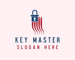 Unlock - Blue Padlock Flag logo design