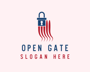 Unlocked - Blue Padlock Flag logo design