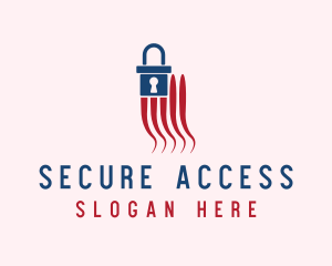 Passcode - Blue Padlock Flag logo design