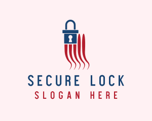 Locked - Blue Padlock Flag logo design