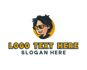 Laughing - Sunglasses Boy Cartoon logo design