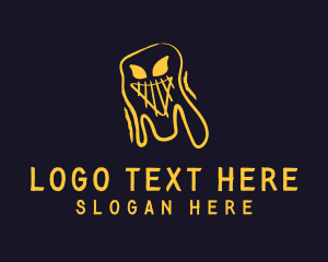 Yellow Halloween Ghost  logo design