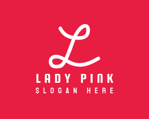 Pink Feminine Handwritten Letter L logo design