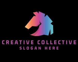 Abstract Gradient Horse  logo design