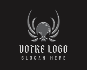 Heavy Metal - Horror Skull Wings logo design