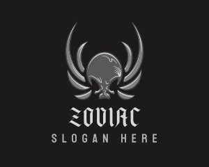 Metal Music - Horror Skull Wings logo design