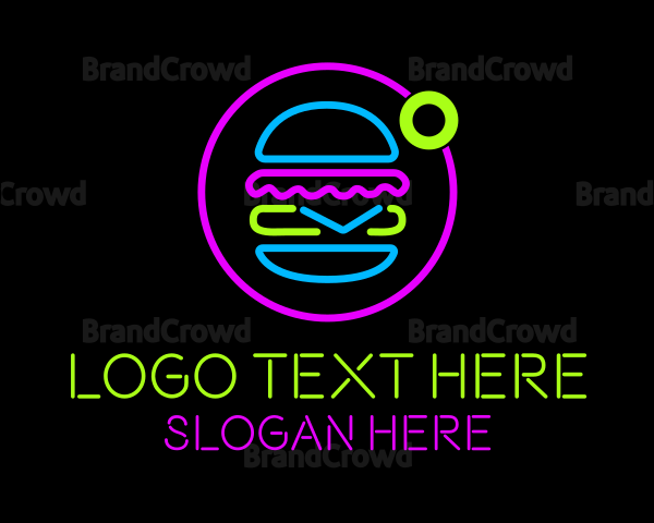 Neon Burger Hamburger Logo