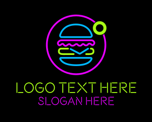 Snack - Neon Burger Hamburger logo design