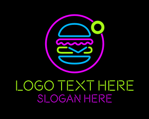 Burger - Neon Burger Hamburger logo design