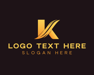 Firm - Wave Feather Letter K logo design