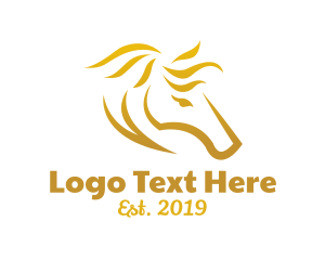 Expensive - Gold Horse Stroke logo design