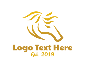 Mustang - Gold Horse Stroke logo design