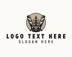 Pine Tree - Chainsaw Forest Woodcutting logo design
