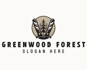 Chainsaw Forest Woodcutting logo design