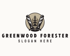 Chainsaw Forest Woodcutting logo design