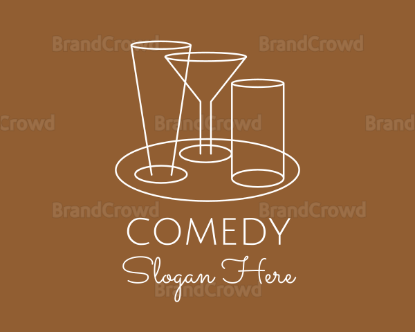 Serving Beverage Line Art Logo
