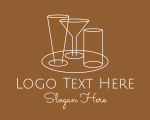 Waitress - Serving Beverage Line Art logo design