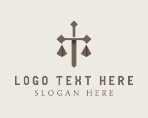 Court - Legal Cross Scale logo design