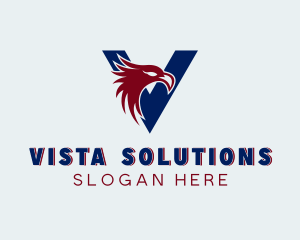 Eagle Avian Bird Letter V logo design