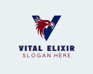 Eagle Avian Bird Letter V logo design