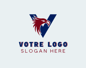 Eagle Avian Bird Letter V logo design
