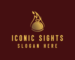 Restaurant Dining Cloche Flame logo design