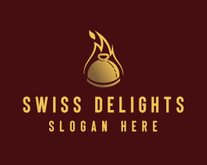 Restaurant Dining Cloche Flame logo design