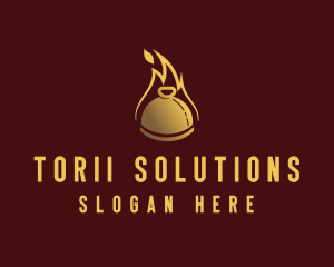 Restaurant Dining Cloche Flame logo design