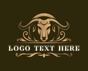 Bull Skull - Buffalo Horn Ranch logo design