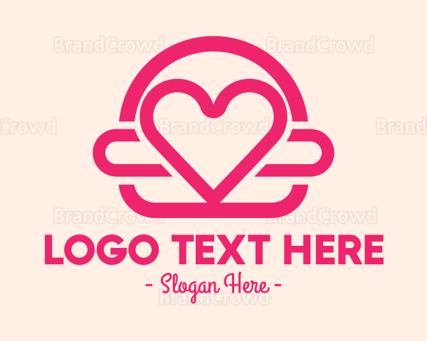 Pink Burger Love Heart Logo