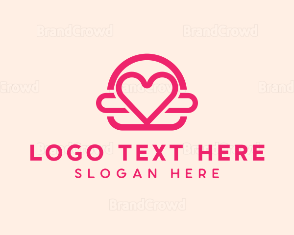 Pink Burger Love Heart Logo