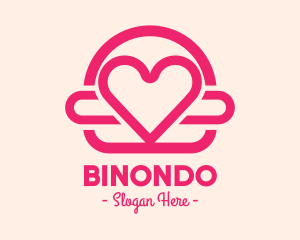 Sandwich - Pink Burger Love Heart logo design