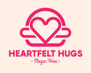 Love - Pink Burger Love Heart logo design