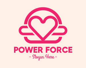 Love - Pink Burger Love Heart logo design