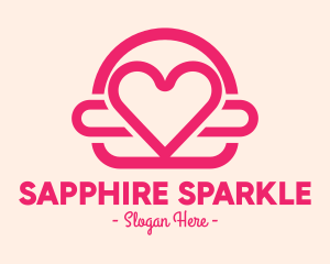 Pink Burger Love Heart logo design