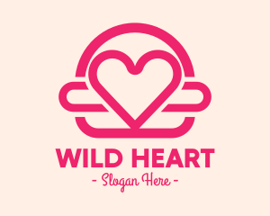 Pink Burger Love Heart logo design