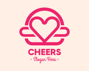 Pink Burger Love Heart logo design