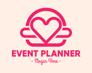 Line Art - Pink Burger Love Heart logo design
