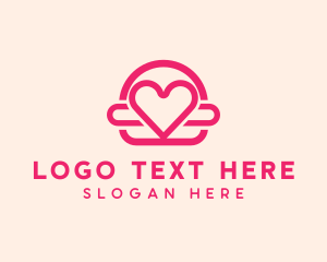 Pink Burger Love Heart logo design