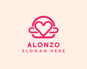 Pink Burger Love Heart logo design