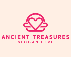 Pink Burger Love Heart logo design