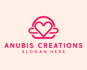 Pink Burger Love Heart logo design