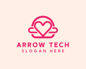 Pink Burger Love Heart logo design