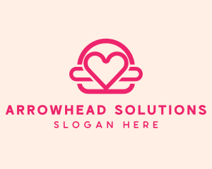 Pink Burger Love Heart logo design