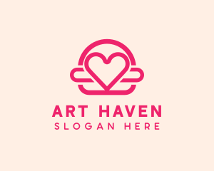 Pink Burger Love Heart logo design