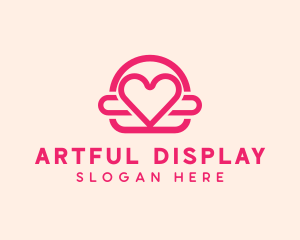 Pink Burger Love Heart logo design